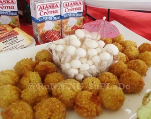 The Cream Tatertots by Mama Mae’s Catering Creamy Tatertots by Mama Mae’s Catering made it to the top 3 list of bes tasting food goodies. Each Creamy Tatertots ball was made from mashed potatoes mixed with Alaska Crema All-Purpose Cream deep fried until medium golden brown.